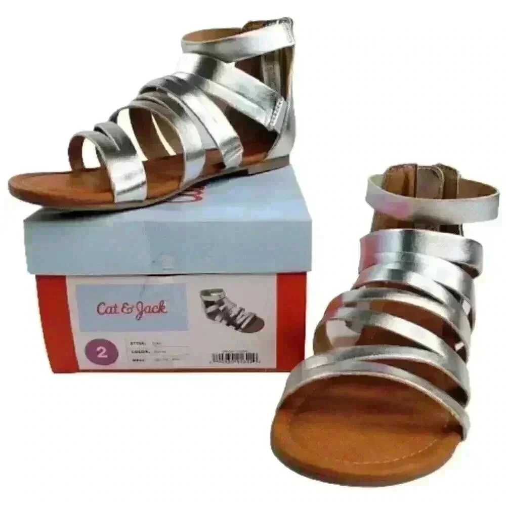 Cat & Jack Toddler Girls' Gladiator Sandals Silver